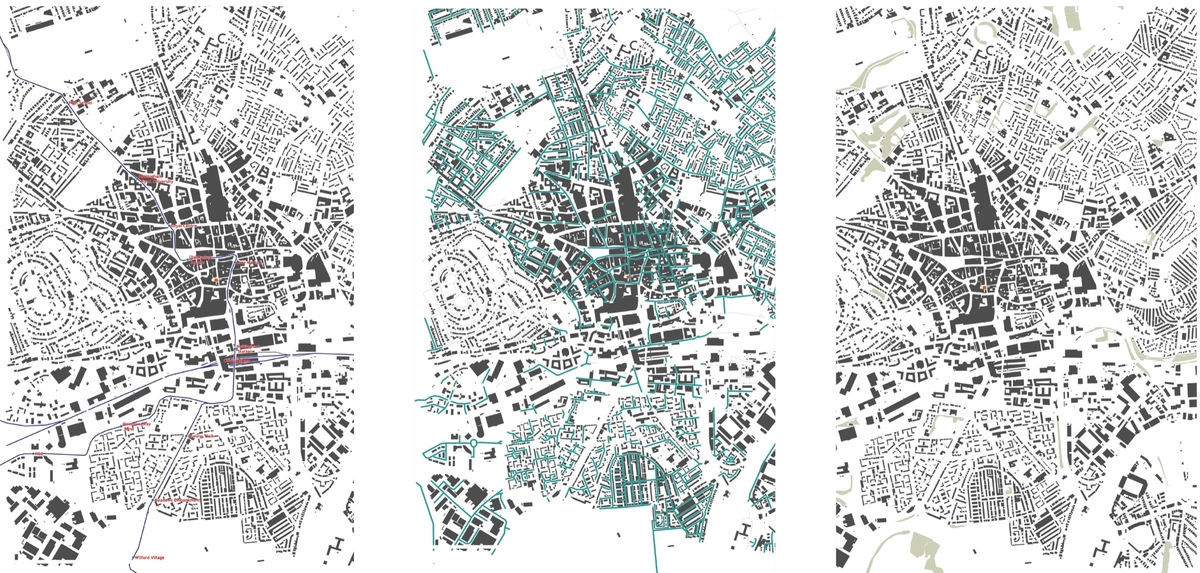 Context maps: railway, road network, vegetation