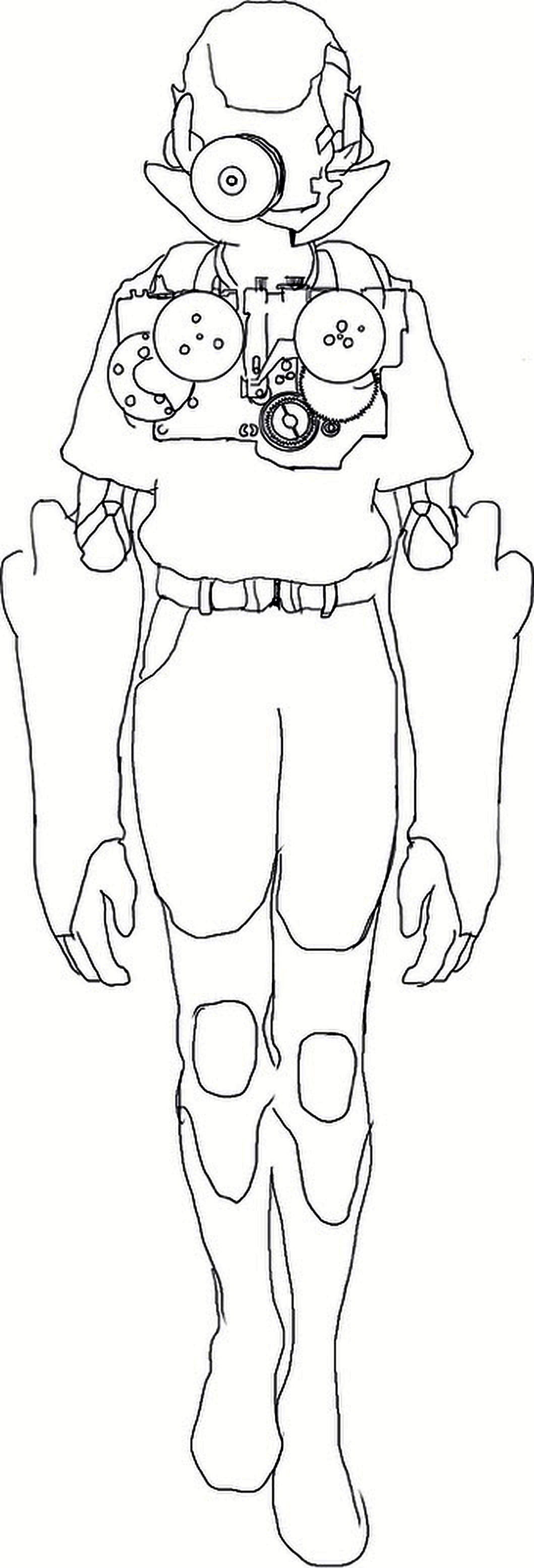 Disciple in a hooded suit, drawing
